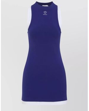 Versace Vintage Beach Dress Contrast Trim Sleeveless - Blue