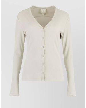 Calvin Klein Ribbed V Neck Cardigan - Natural