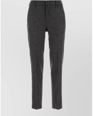 PT Torino Checked Stretch Wool Blend Tailored Pants - Gray