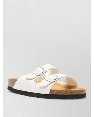 Woolrich Leather Sandals Two Strap Flat Sole - White
