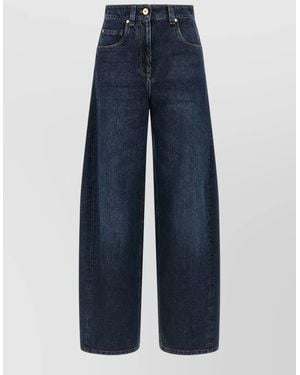 Brunello Cucinelli Denim Barrel-Leg Wide-Leg Trousers - Blue