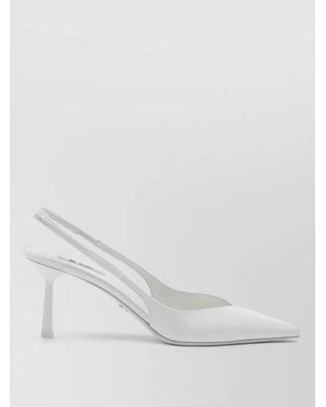 Prada Glossy Finish Pointed Toe Leather Pumps - White