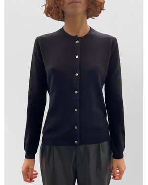 LA ROSE Cashmere Knit Cardigan Long Sleeves - Blue