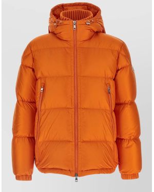 Moncler Rivau Hooded Quilted Down Jacket Pockets - Orange