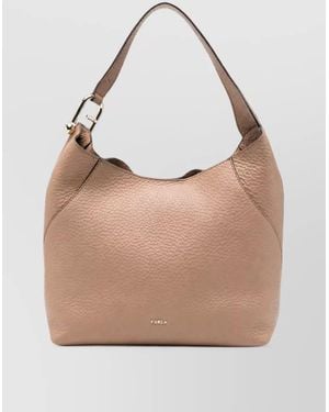 Furla Pebbled Leather Tote Bag - Natural