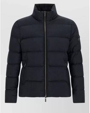 Moorer Brett Acqua Line Hooded Quilted Bomber - Blue