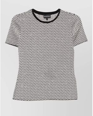Emporio Armani Short Sleeve Top Round Neck Geometric Pattern - Grey