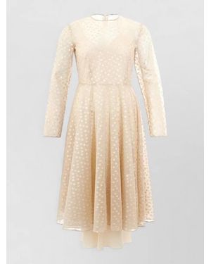 Lardini Cotton Dotted Long-Sleeve Midi Dress - Natural