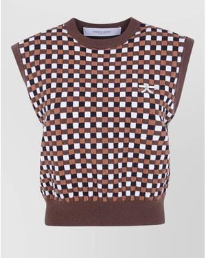 Golden Goose Journey Roby Knit Vest Wool Checks - Pink