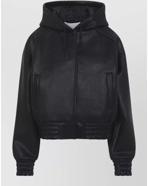 Frankie Shop Jackson Faux Leather Hooded Bomber Jacket - Black