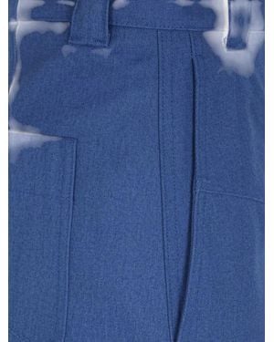 Chloé Organic Cotton High-Rise Straight-Leg Trousers - Blue