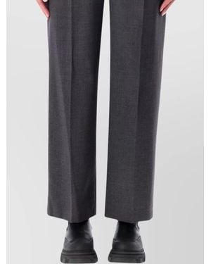 Low Classic Tailored Wool Blend Pants Belted - Blue