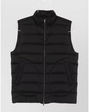 Herno High Neck Quilted Down Gilet Straight Hem - Black