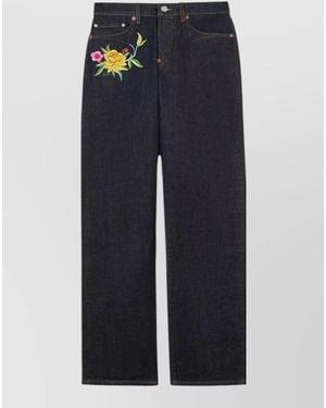 KENZO Mount Fuji Wildflower Japanese Denim Trousers - Blue