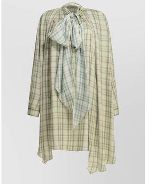 Acne Studios Checked Viscose Mini Shirt Dress - Green
