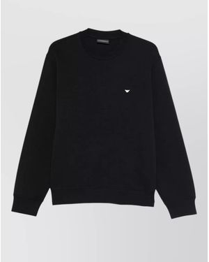 Emporio Armani Cotton Sweatshirt Crew Neck Long Sleeves - Black