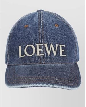 Loewe Denim Baseball Cap Adjustable Strap Curved Brim - Blue