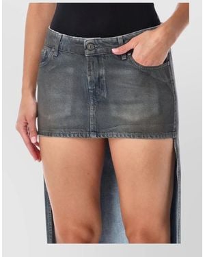 7 For All Mankind Denim Asymmetric Low-Rise Mini Skirt - Grey