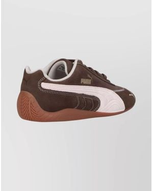 PUMA Casual Low Top Sneakers With Contrast Stitching - Brown