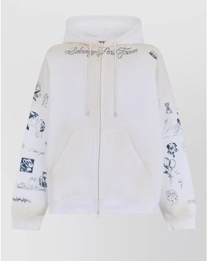 Balenciaga Hoodie Sweatshirt Graphic Sleeves Casual Style - White