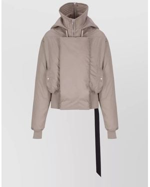 Rick Owens Cropped Bomber Jacket Quilted High Neck - Natural