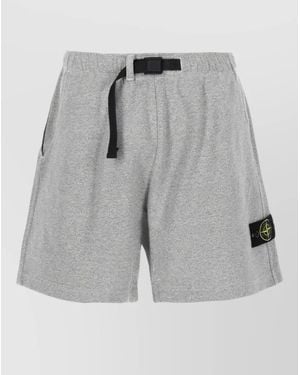 Stone Island Logo Patch Shorts Side Pockets - Grey