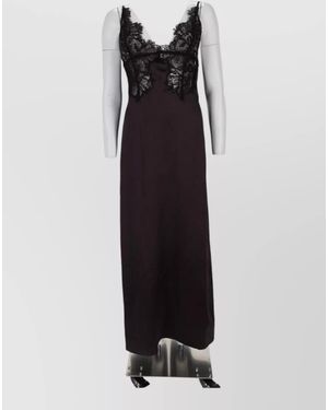 Alysi Satin Lace-Insert Nightdress - Black