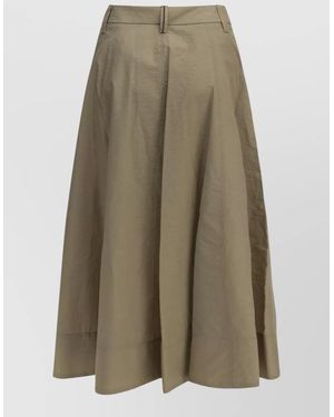 Brunello Cucinelli Sartorial Midi Skirt High Waist Pleats Pockets - Green