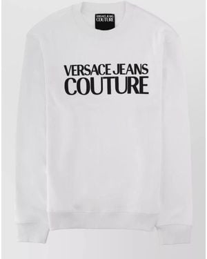 Versace Jeans Couture Logo Jumper Cuffs And Structured Hem - White