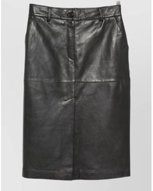 P.A.R.O.S.H. Leather Knee-Length Pencil Skirt - Gray