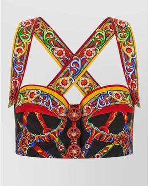 Dolce & Gabbana Cotton Bustier Bikini Top - Red