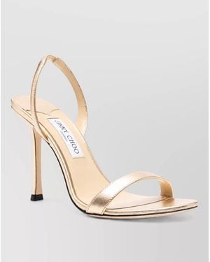 Jimmy Choo Leather Metallic Stiletto Heel Sandals - Pink