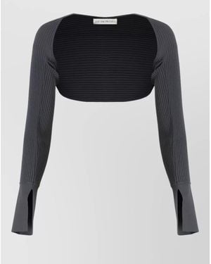 Live The Process Cropped Long-Sleeve Knitted Top - Black