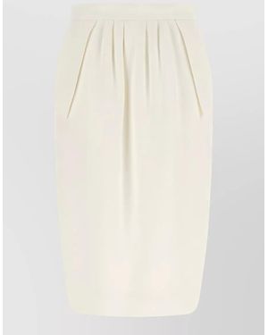 Stella McCartney High Waist Pleated Skirt Tailored Pockets - Natural