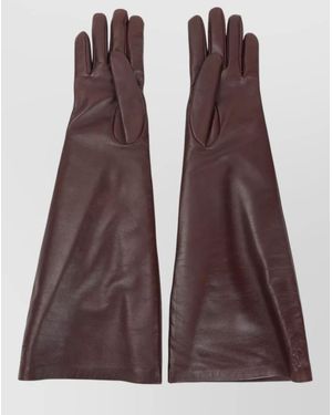 Saint Laurent Leather Long Gloves - Brown