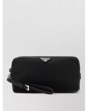 Prada Canvas Beauty Case Clutch Wrist Strap - Black