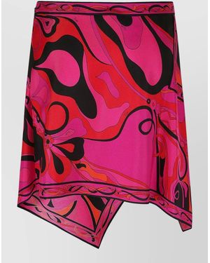 PUCCI Asymmetric Hem Skirt Bold Print Design - Pink