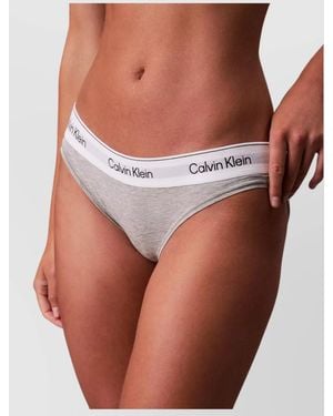 Calvin Klein Mid-Rise Bikini Elastic Waistband Design - White