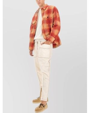 Isabel Marant Collared Checked Coat Chest Pockets - White