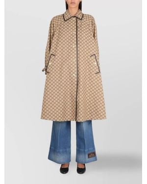 Gucci Reversible Gg Silk Wool Blend Coat - Natural
