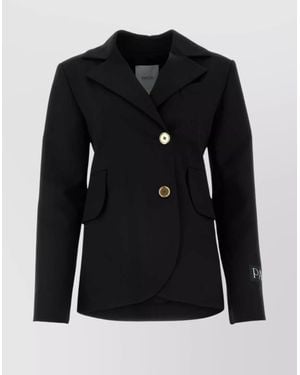 Patou Virgin Wool Double-Breasted Belted Blazer - Black