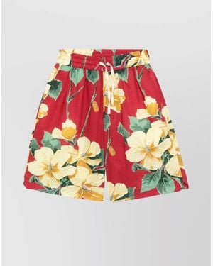 Drole de Monsieur Luciano Floral Print Knee Length Shorts - Red
