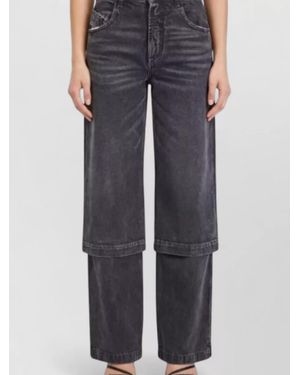 The Attico Wide Leg Cotton Gabardine Trousers Belt Loops - Blue