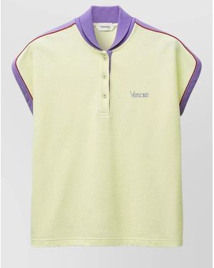 Versace Cotton Piqué Polo Shirt Embroidered Logo - Yellow