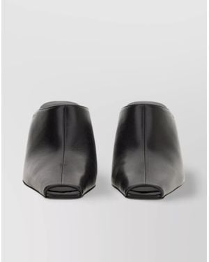 Courreges Square Toe Block Heel Mules - Black