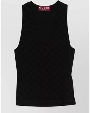 Gucci Knitted Racerback Scoop Neck Sleeveless Top - Black