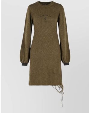 MM6 by Maison Margiela Wool Blend Midi Dress Chain Detail - Green