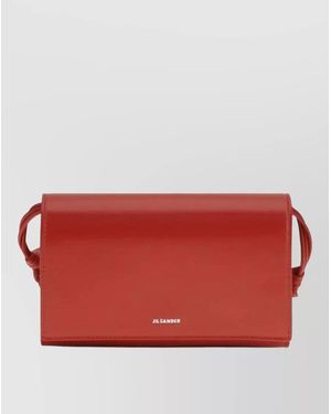 Jil Sander Leather Crossbody Wallet On Chain - Red
