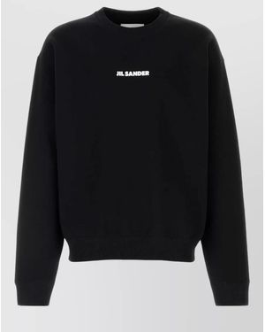 Jil Sander Cotton Sweatshirt Cuff Detail And Hem - Black