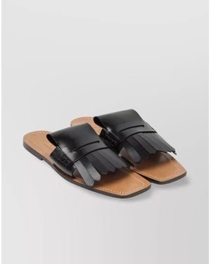 Marni Leather Fringe Sandal Open Toe Sole - Multicolor